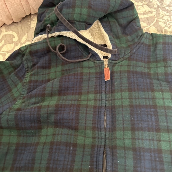 LL Bean Hooded Scotch plaid Flannel & Fleece Women's zippered jacket, size L - Picture 3 of 10